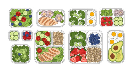 Healthy Meal Prep Containers Filled with Fresh Food and Nutritious Ingredients