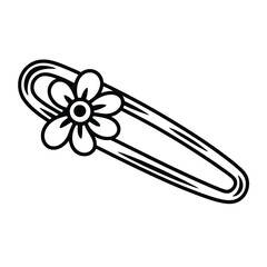 Hand drawn outline of a flower hair clip