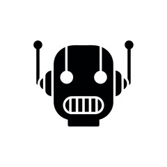 Robot Face Icon – Artificial Intelligence Futuristic Head Symbol