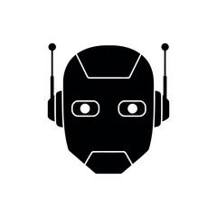 Robot Face Icon – Artificial Intelligence Futuristic Head Symbol
