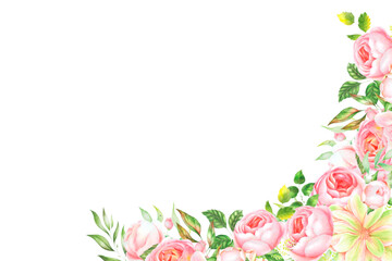 Watercolor flowers background vector for design.