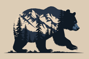 “Mountain Spirit: The Wild Bear Silhouette”