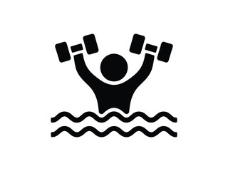 Person exercising with dumbbells in water icon