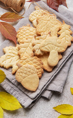 Autumn cookies shaped as natural fall elements