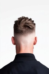 Obraz premium Stylish Men's Short Haircut with Fade and Textured Top View