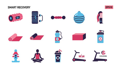 Smart Recovery Tools: A comprehensive collection of fitness tools for post-workout recovery, showcasing various equipment and techniques for optimal physical well-being.