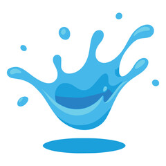 Blue water splash motion drops flat color vector illustration template design