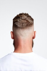 Obraz premium Close-Up of Men's Haircut with Fade and Textured Top Style