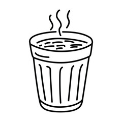 Hot Cutting Chai Glass Line Art Illustration, Traditional Indian Tea Cup Outline Icon Isolated on White Backgroun EPS