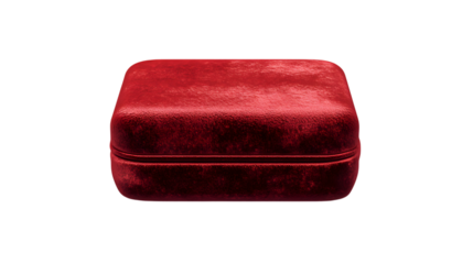 Red velvet jewelry box ready for proposal ,isolated on white background.