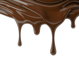 Molten chocolate drips, decadent dessert ingredient, isolated on white background.