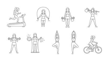Workout Routine Illustration: A graphic illustration showcases a variety of workout routines for fitness and well-being. Focusing on different exercises