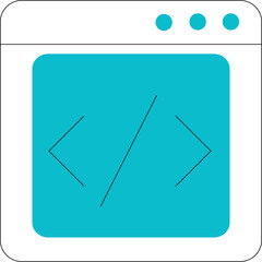 Teal Square Icon With Angle Brackets Inside On A White Background Represents Coding And Programming Concepts