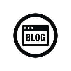 Simple black and white icon representing a blog post