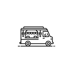 Simple line art drawing of a food truck