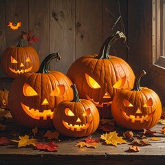 Glowing Jack-o-Lanterns - A Spooky Halloween Display.
