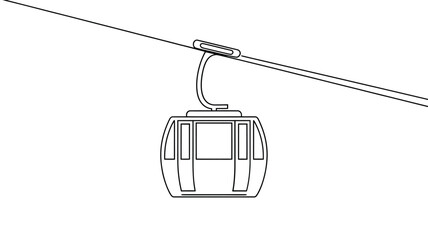 Minimalist line art of a gondola car suspended on a cable © alexpro