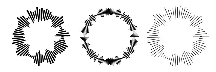 Sound wave circular line pattern. Round music vector, abstract radial icon