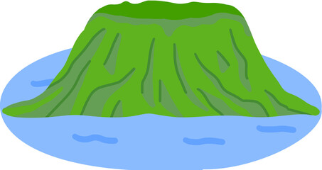 Minimal Green Volcanic Island Illustration