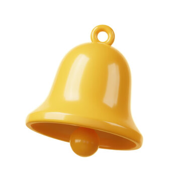 3d rendering of a Bright yellow notification bell alerts you to breaking news or a reminder you set beforehand