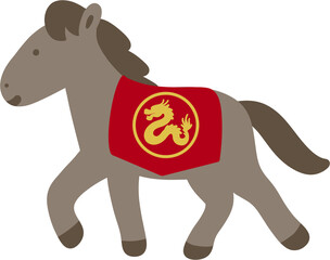 Cute Korean Traditional Hanbok Horse Character Illustration Set