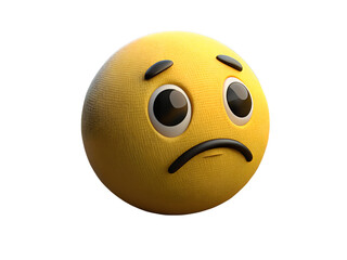 Sad emoji isolated on transparent background, conveying sorrow and disappointment with downturned mouth and teary eyes
