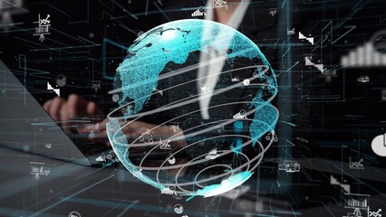 A visually striking representation of a global financial network, combining digital elements and data analytics, showcasing the interconnectedness of modern economies. Xenic