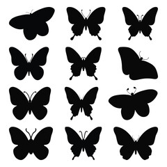Baby-Themed Cute Butterfly Vector Set. Butterfly silhouette vector set for baby showers, nursery decor, kids’ party designs and wedding designs.
