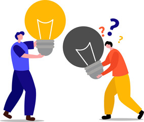 Concept of providing creative ideas. Teamwork concept for problem solving. Problem and solution in business solving to look ideas with the people working concept 