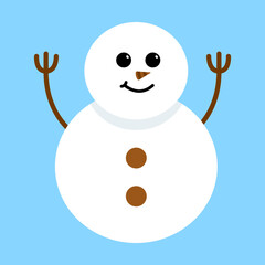 Smile Cute Snowman Winter on Blue Background