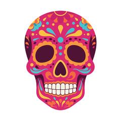 Vibrant Pink Sugar Skull Calavera Day of the Dead Icon