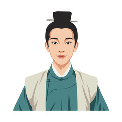 Young Chinese historical character avatar portrait vector illustration