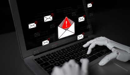 An AI assistant detects a critical cybersecurity threat, identifying a phishing email in the inbox....