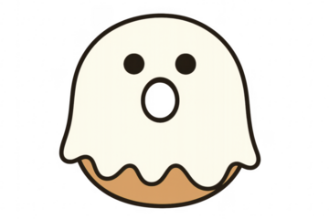 Cute ghost donut halloween cartoon illustration transparent background