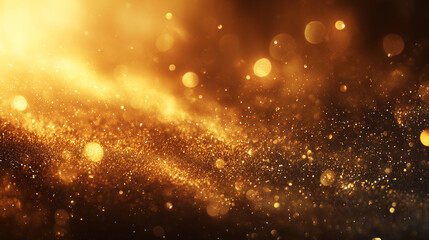 Glowing abstract gold light particles luxury style