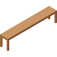 Simple Wooden Bench With Two Legs On A Transparent Background In Isometric View