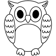 Hand drawn owl cartoon illustration outline 