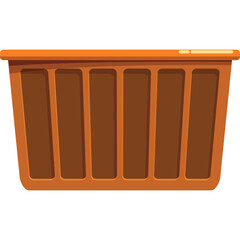 Simple Orange Basket With Vertical Slat Design And Flat Top Surface Isolated On Transparent Background