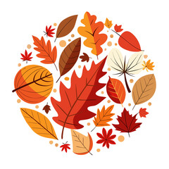 Autumn Leaf Circle – Colorful Fall Foliage in Decorative Round Composition