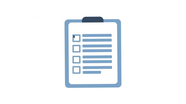 Clipboard icon animation with check mark icon. document clipboard icon