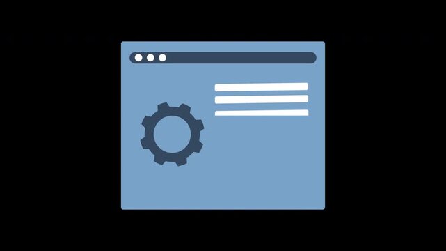 Icon animation website settings kit displays page configuration options, suitable for web design concepts, technology blogs