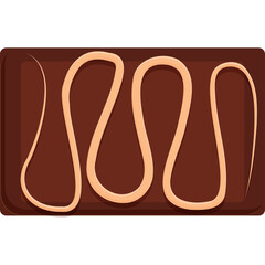 Illustration of a Chocolate Bar with Caramel Drizzle on a Brown Background with Transparent Background
