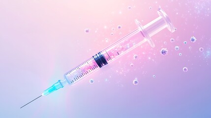 Colorful syringe with abstract background.