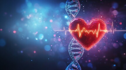 DNA heart wave visualization concept.