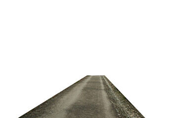 cutout of an old dark gravel walkway path in a rural area isolated transparent png	