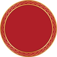 red colored vintage round sticker label banner	