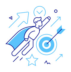 Design superhero success business goal target arrow achievement leadership growth strategy vision future plan idea 100 verctor art illustration png