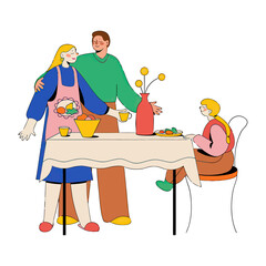 Design family dinner illustration vector art family time together meal celebration happy family vector design verctor art illustration png