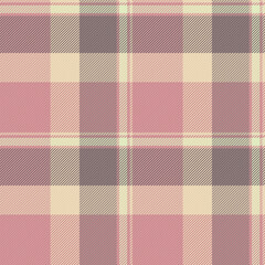 Square textile plaid texture, large fabric check pattern. Simple vector tartan seamless background in light and pastel colors.