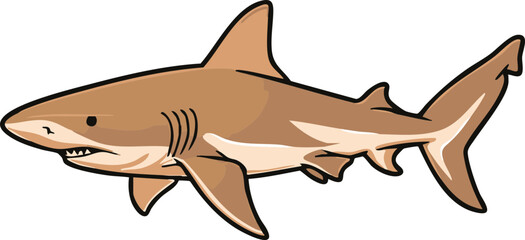 Shark vector illustration with dynamic swimming pose on white background